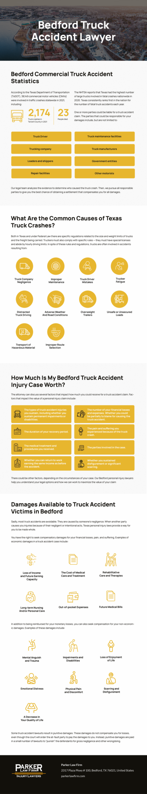 Parker Law Firm Injury Lawyers | Bedford Truck Accident Lawyer Bedford Truck Accident Lawyer Infographic